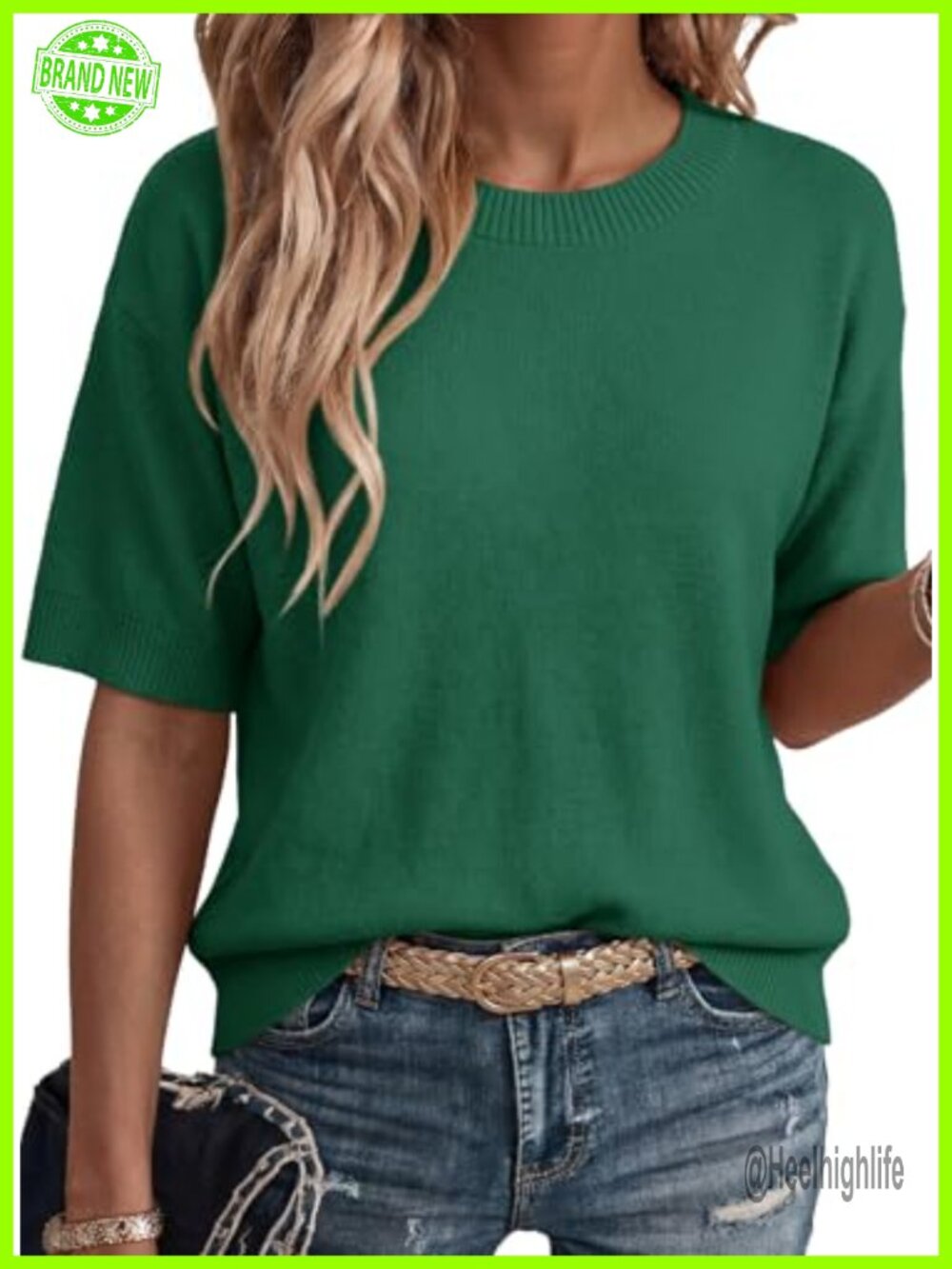 Dokotoo Women's Cotton Knit Short Sleeve Pullover Sweater Top